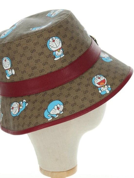 GUCCI x Doraemon Micro GG Supreme Doraemon Bucket Hat Brown Auth 166970SM main image 9